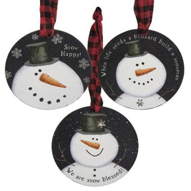 3 Set Happy Snowman Ornaments - The Fox Decor